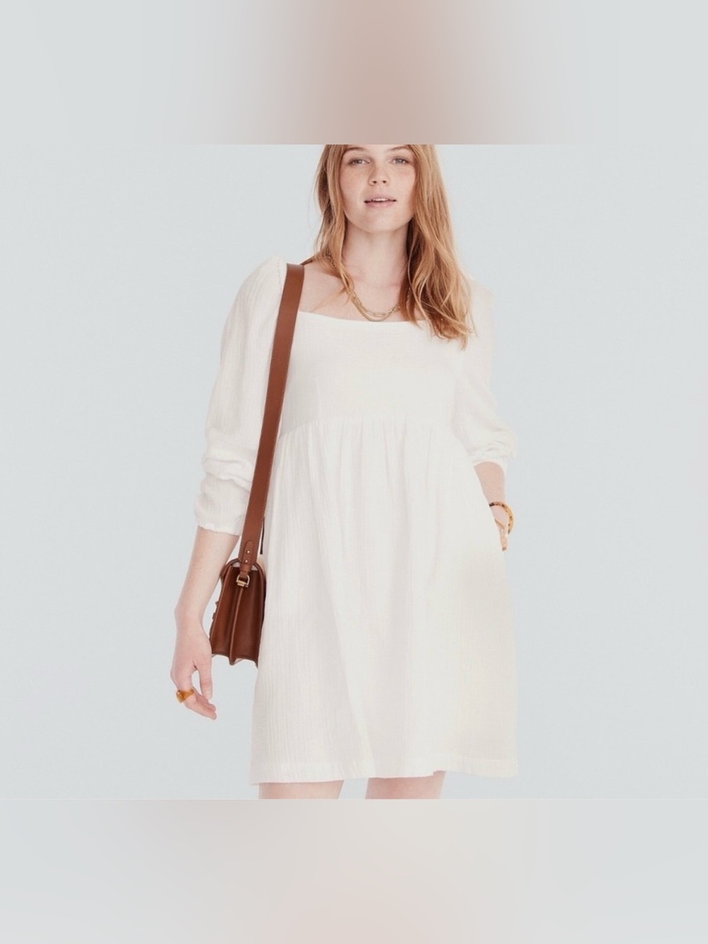J.Crew Size XL squareneck white mini gauze dress